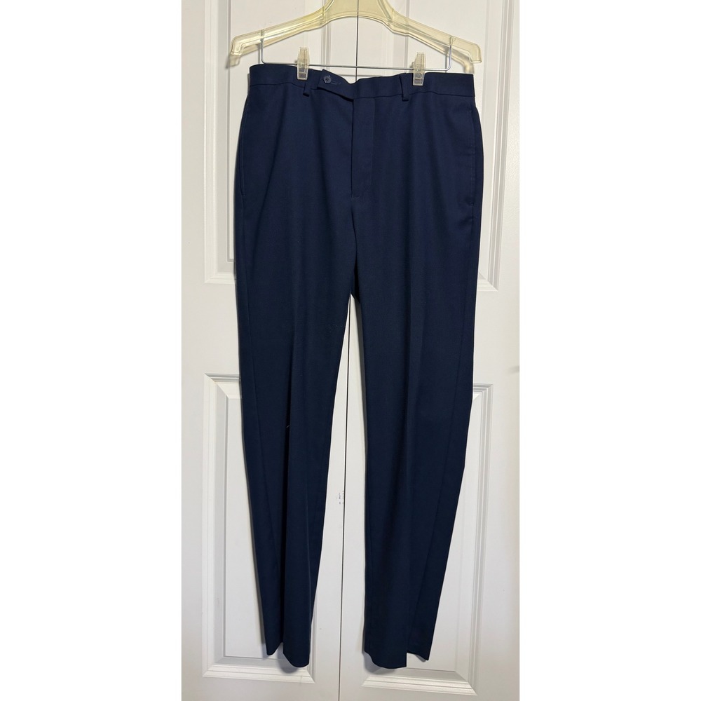 Calvin Klein Dress Pants Mens 38x32 Navy Blue Excellent Stretch Micro-Texture
